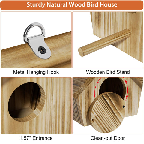 Auslar bird house cedar material highlighting natural weather resistance