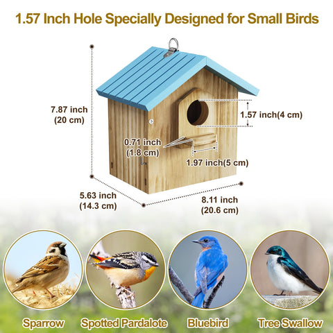 Auslar bird house clean-out door enables quick seasonal cleaning