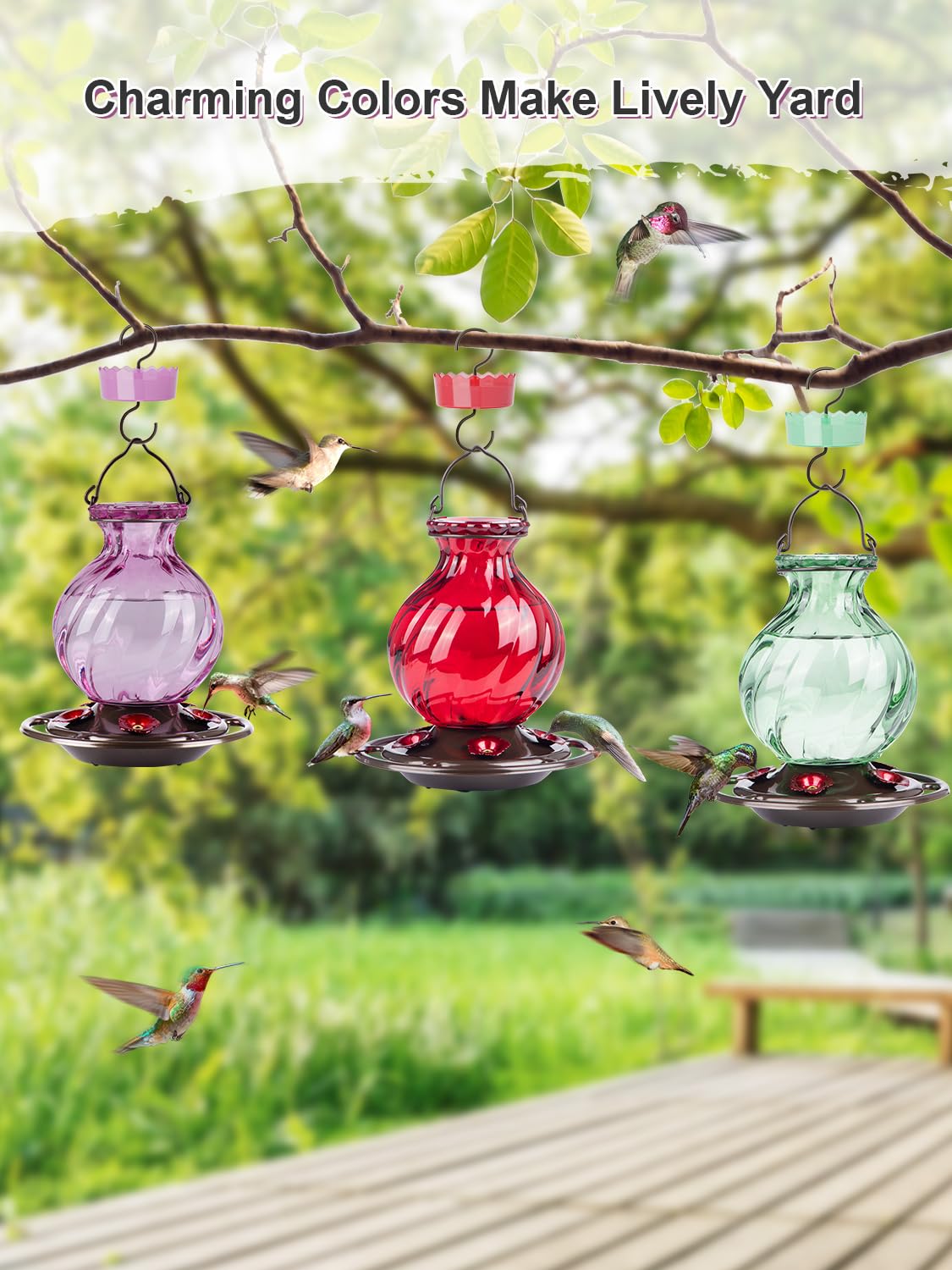 Auslar 2-pack hummingbird feeders for multiple garden stations.