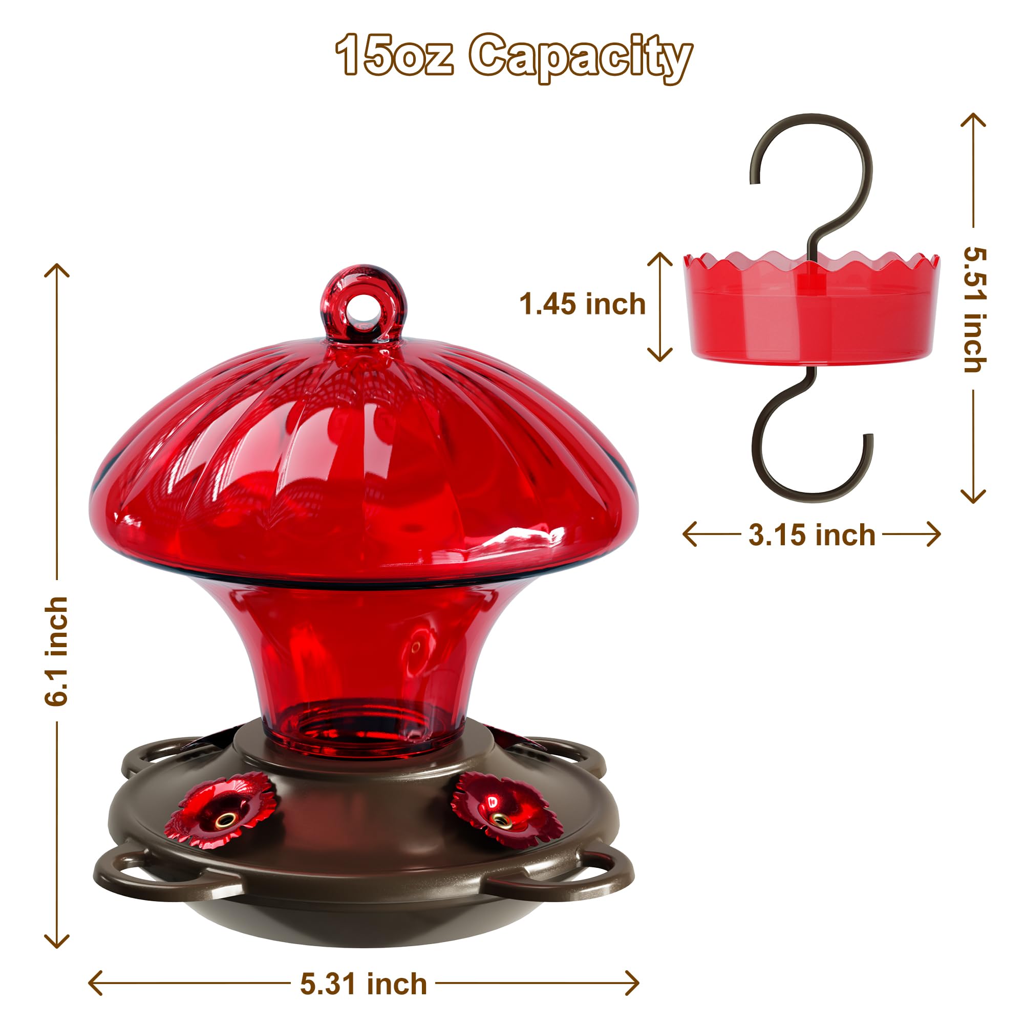 Auslar rustproof base keeps nectar secure outdoors.