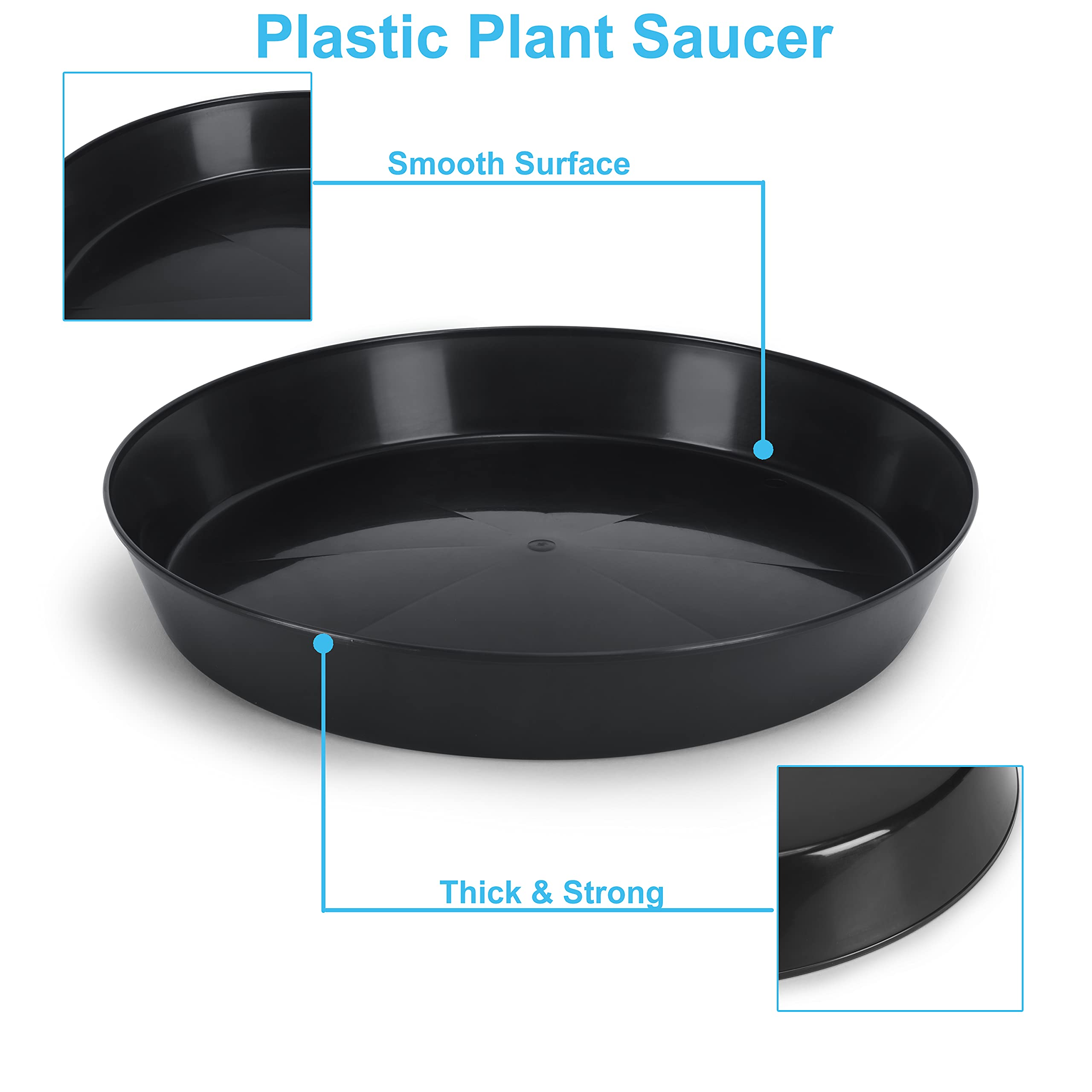Austin Planter black polypropylene saucer adds surface protection and style