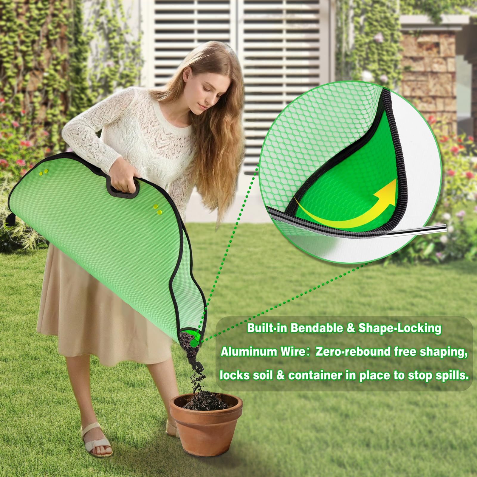 Austion Repotting Mat reinforced-edges-snaps maintain a neat dish during projects.