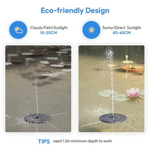 AUTGA solar-bird-bath-water-level-6 requires enough water for continuous spray.