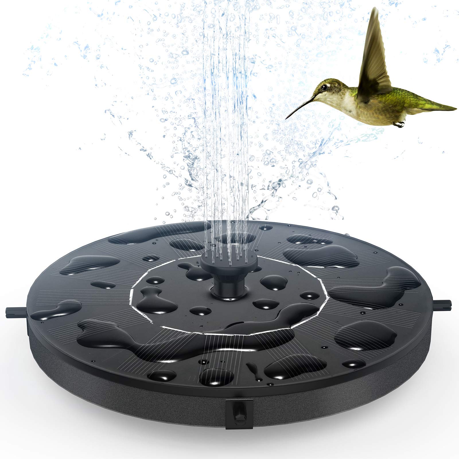 AutGA solar fountain 1W panel powering a quiet backyard water feature in sun.