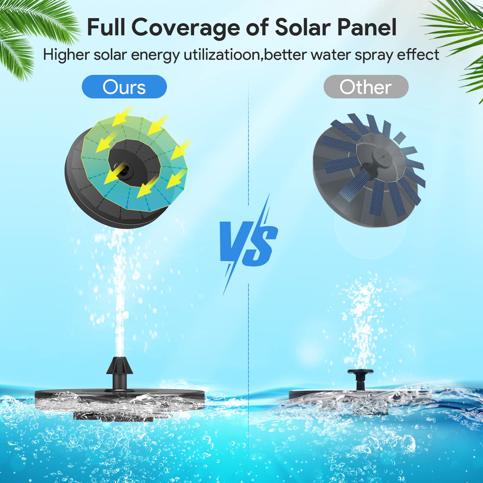 AUTGA solar fountain garden ornament operating in sunlight, adding movement to outdoor décor.