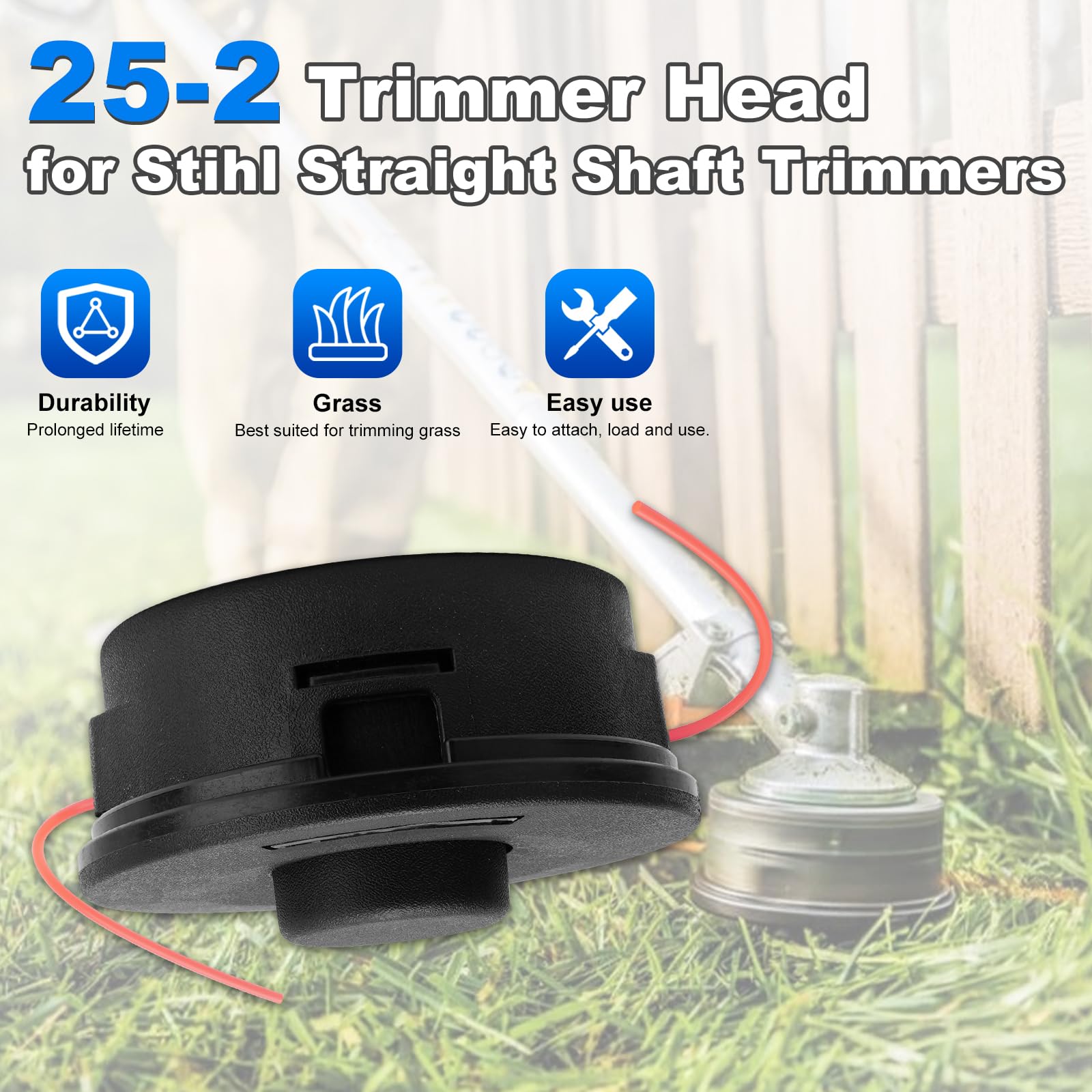 AUTOBABA 25-2 trimmer head compatible with Stihl FS series for reliable cutting.