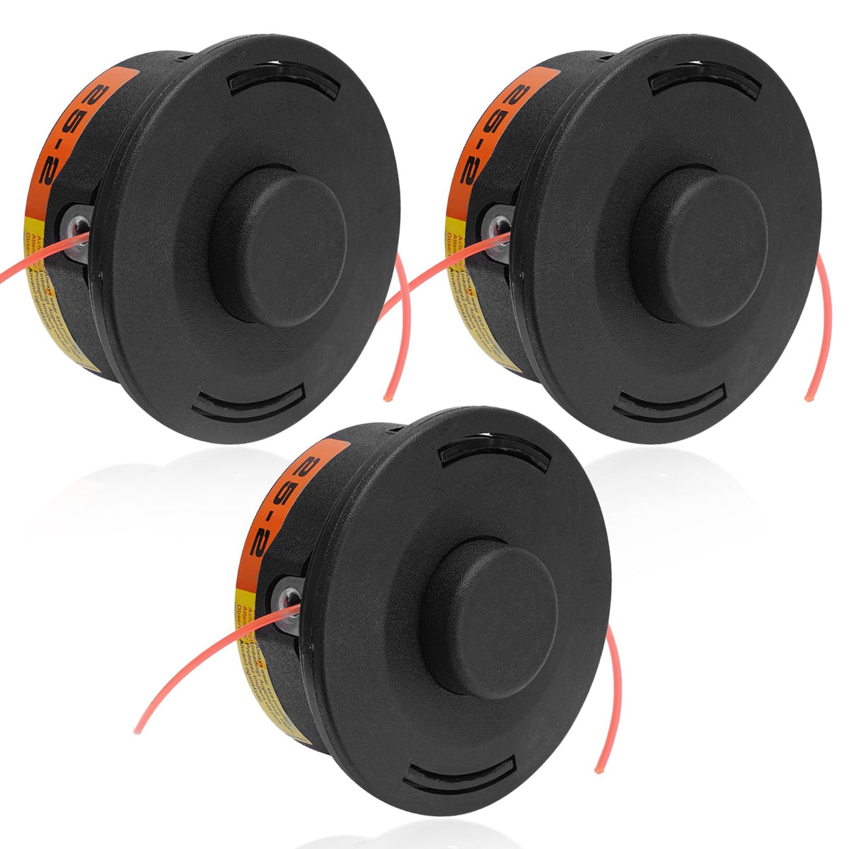 AUTOBABA 3-pack 25-2 trimmer head for Stihl, quick line loading and versatile gauge options.