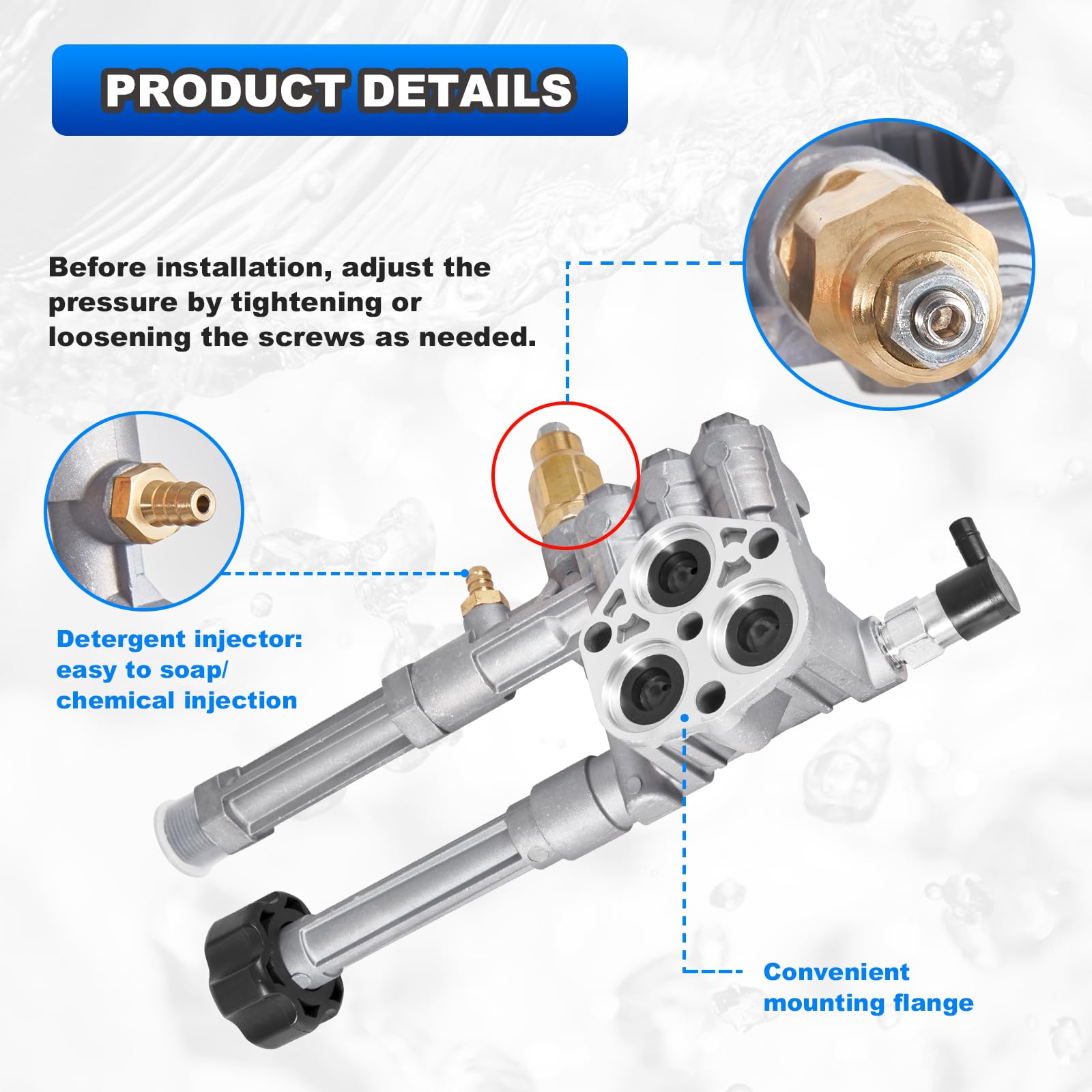 AUTOBABA aluminum body pump head emphasizes heat and corrosion resistance