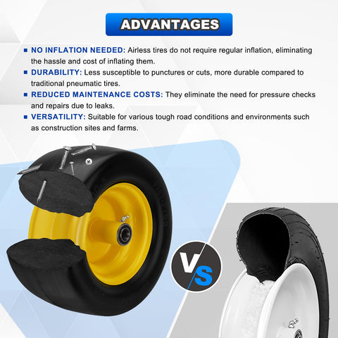 Autobaba flat-free lawn tire side profile for lawn care versatility.