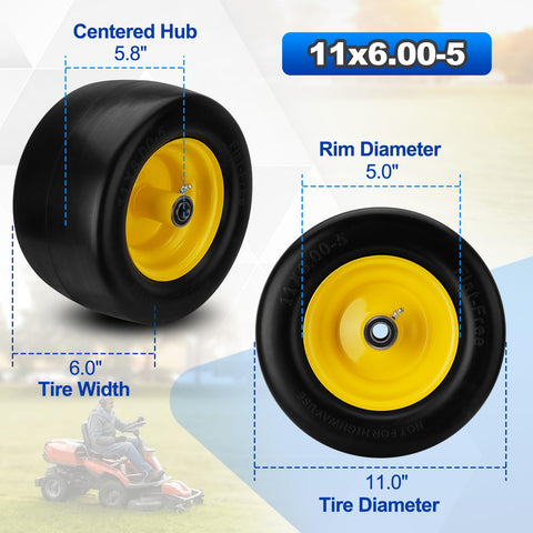 Autobaba 11x6 tire and wheel set, front view, heavy-duty support.
