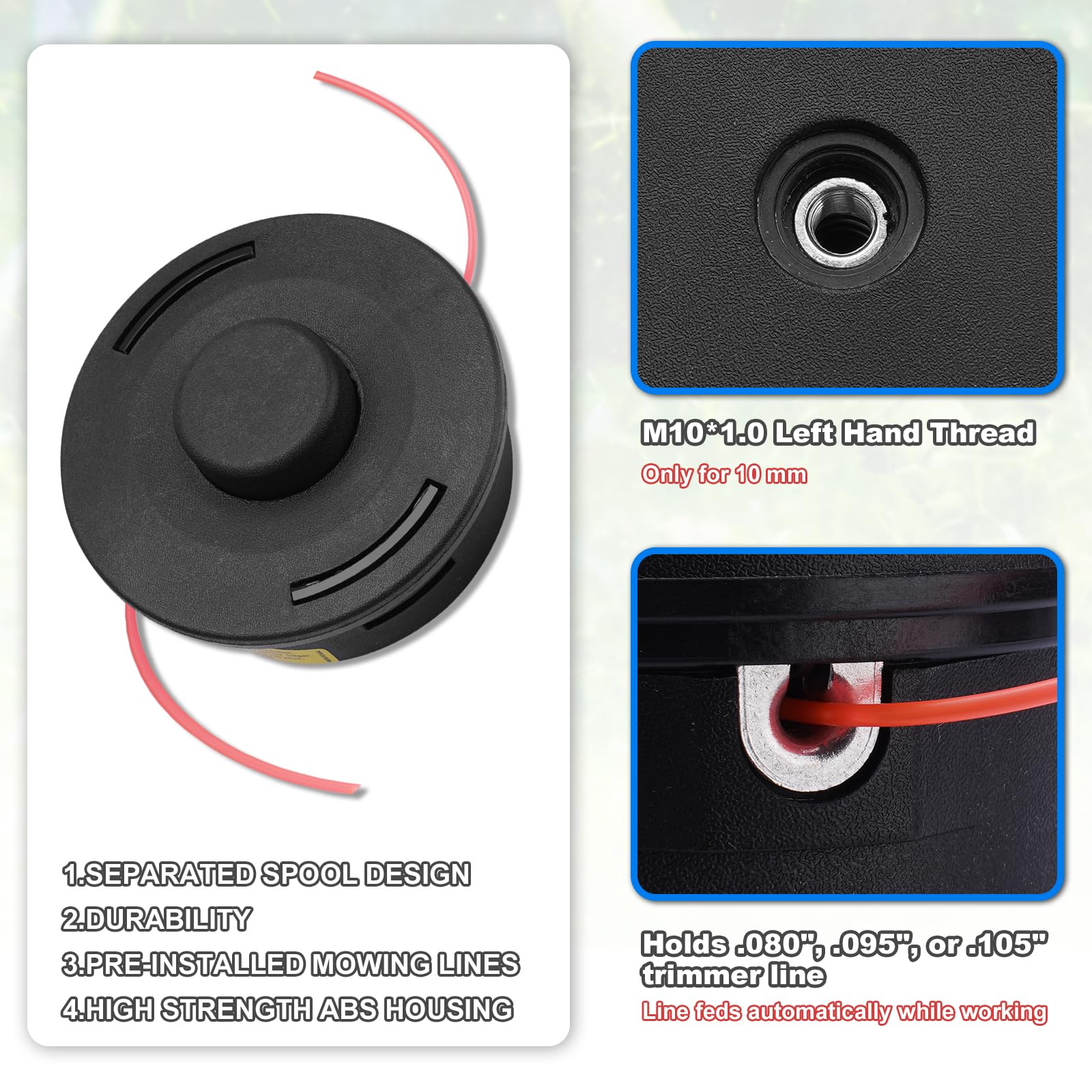 Universal 10 mm arbor ensures broad compatibility with many trimmers.
