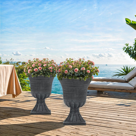 Autodaya 22\" urn planter drainage holes; ensures proper watering for healthy plants.