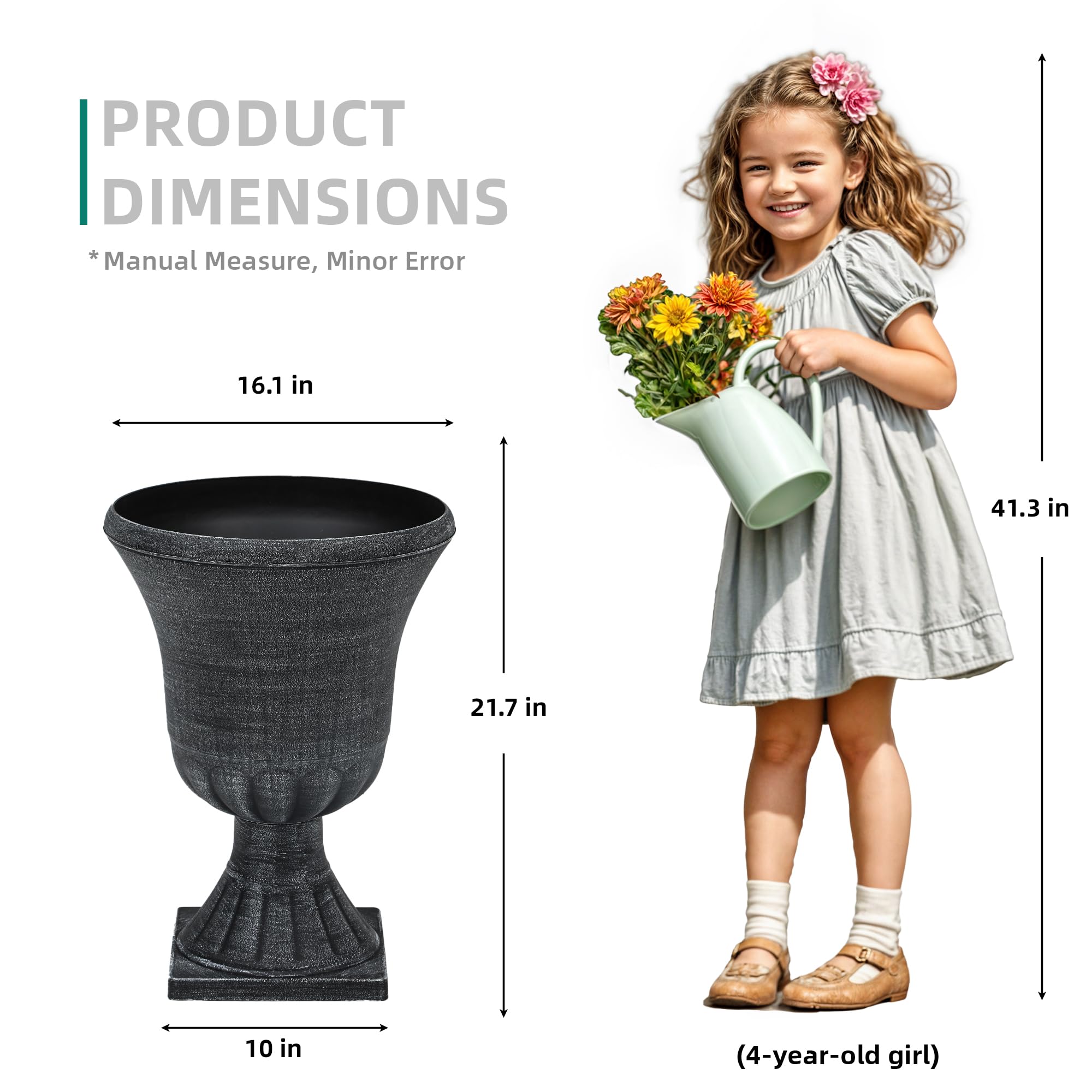 Autodaya 22\" urn planter indoor-use; fits living rooms and entryways with timeless style.