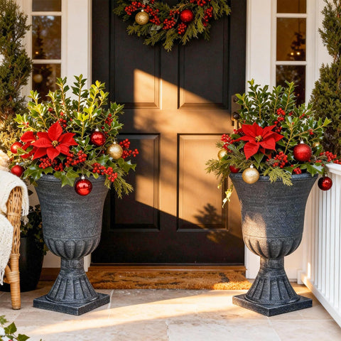 Autodaya 22\" urn planter outdoor-use; weather-resistant design for year-round use.