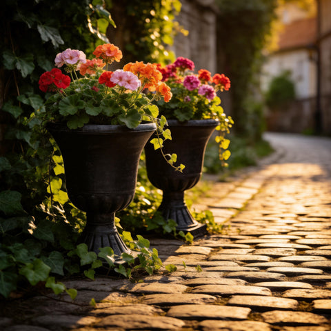 Autodaya 22\" urn planter set of 2; ideal duo for balanced garden displays.