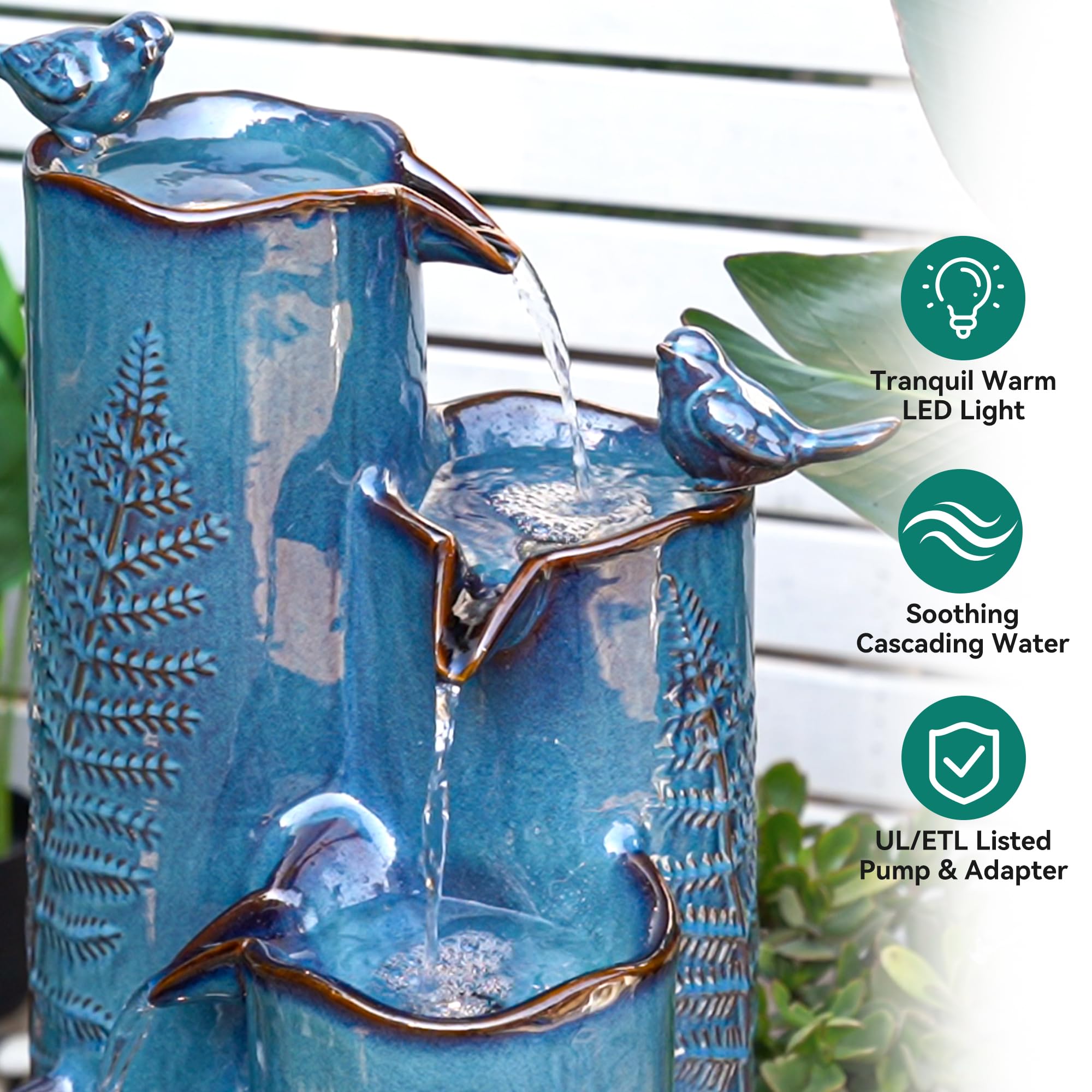 Autodaya embossed fern pattern adds tropical charm to any garden or patio.