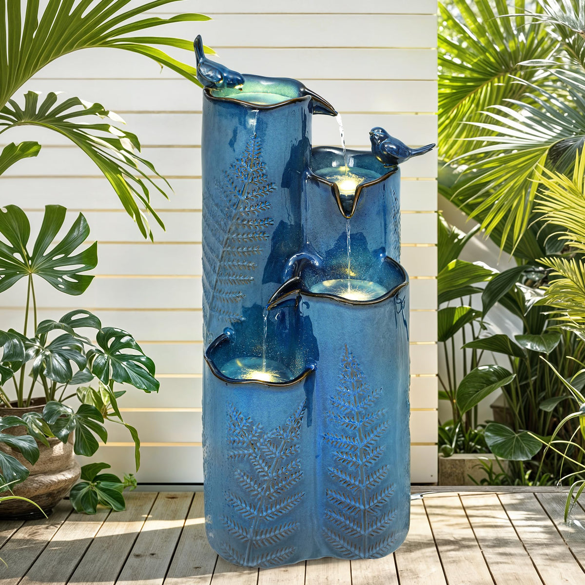 Autodaya 32H ceramic fountain showcases top-tier design that elevates your outdoor focal point.