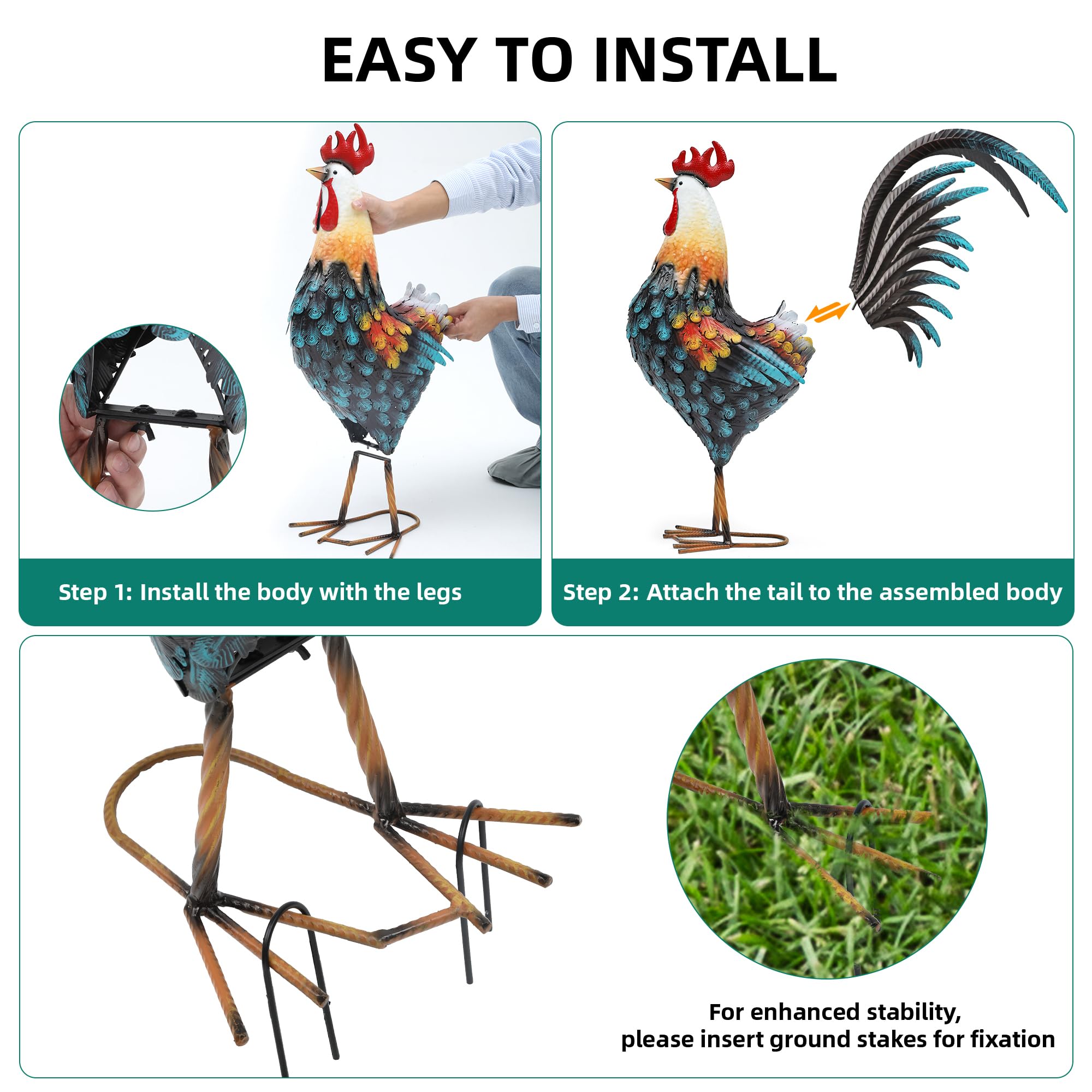 Autodaya 3D textured rooster design with vibrant colors for lifelike appeal.