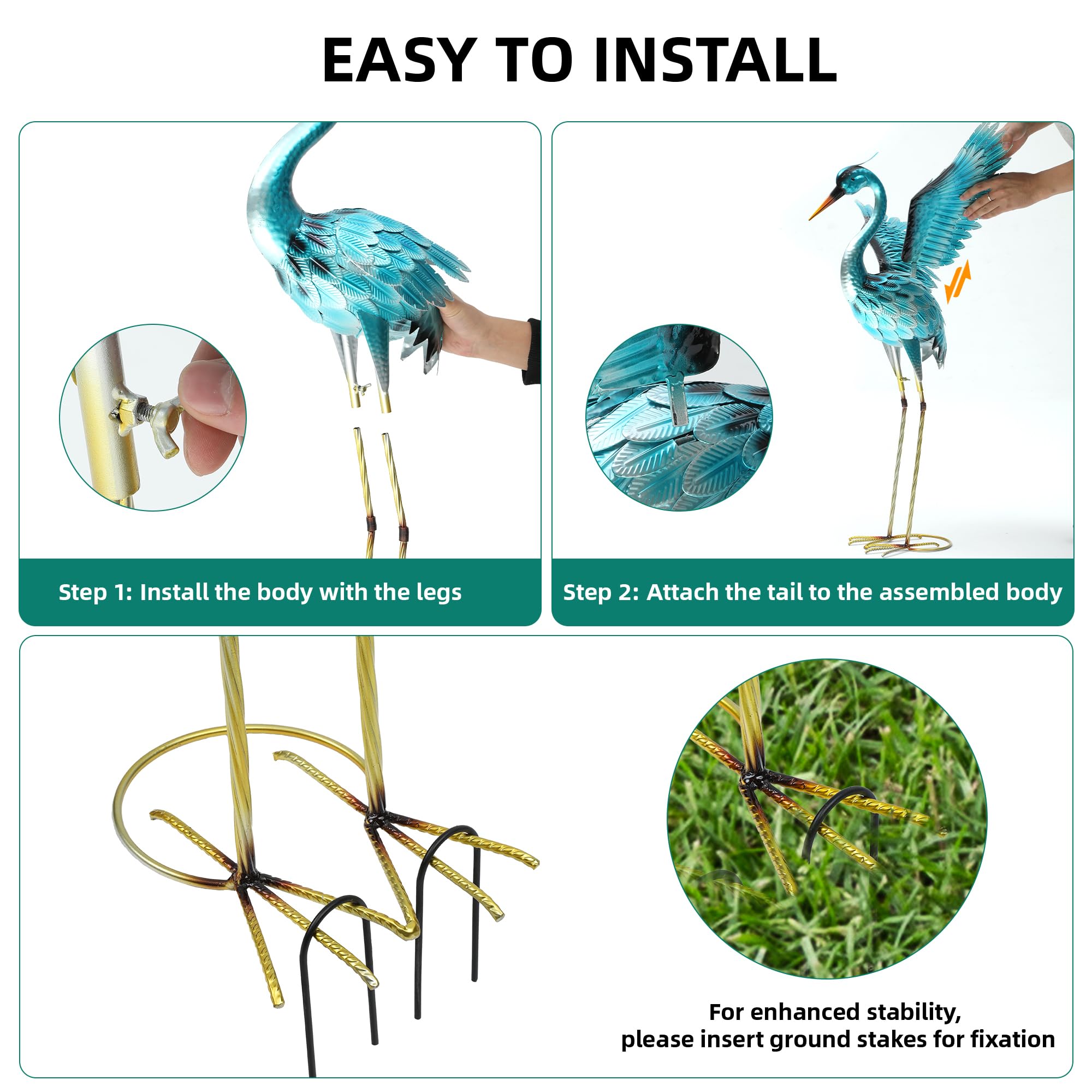 Autodaya iron crane decor adds durable lawn or indoor styling.