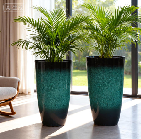 Autodaya gradient turquoise finish adds contemporary flair to garden, balcony, or porch.