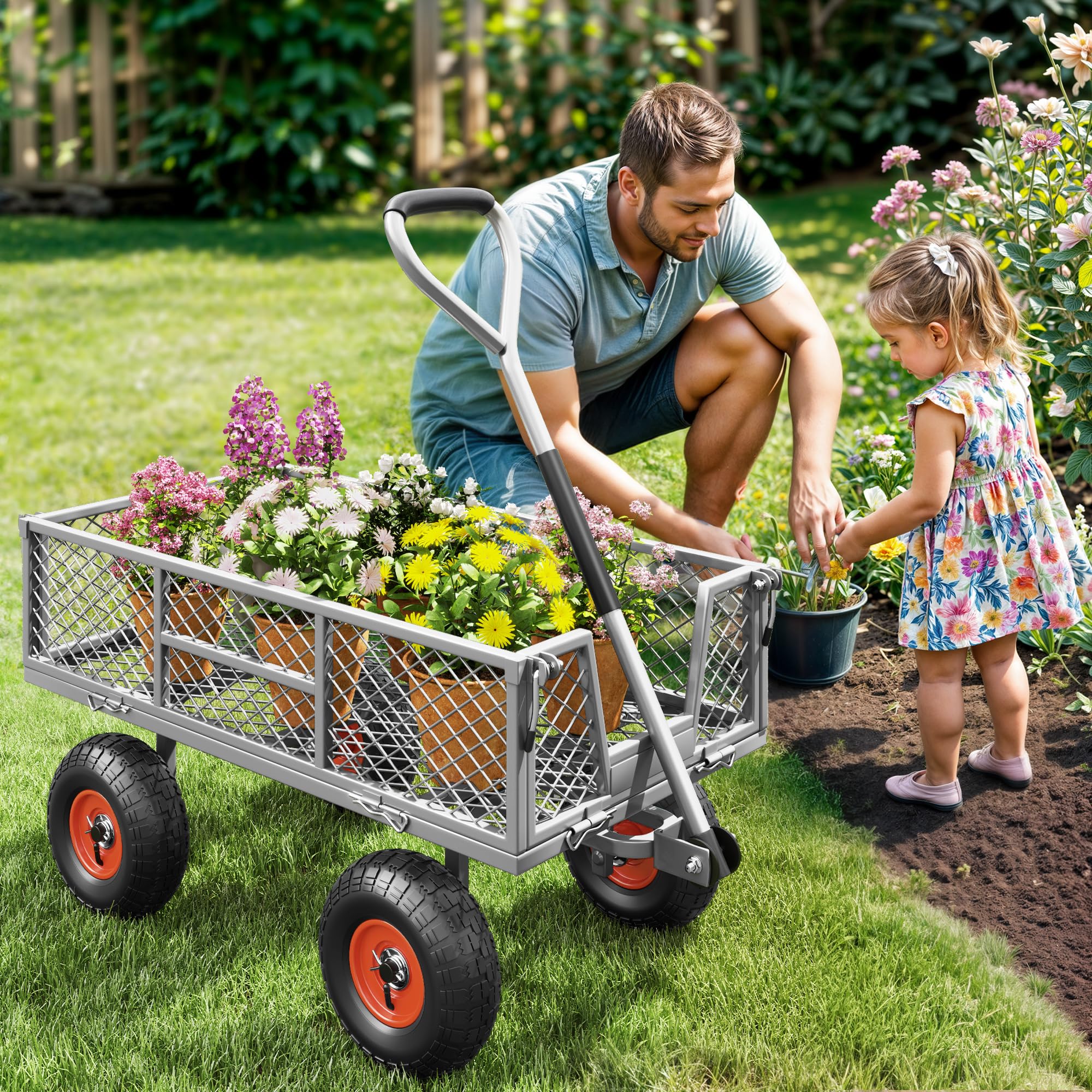 Autodaya cart with removable mesh sides for loading oversized items.