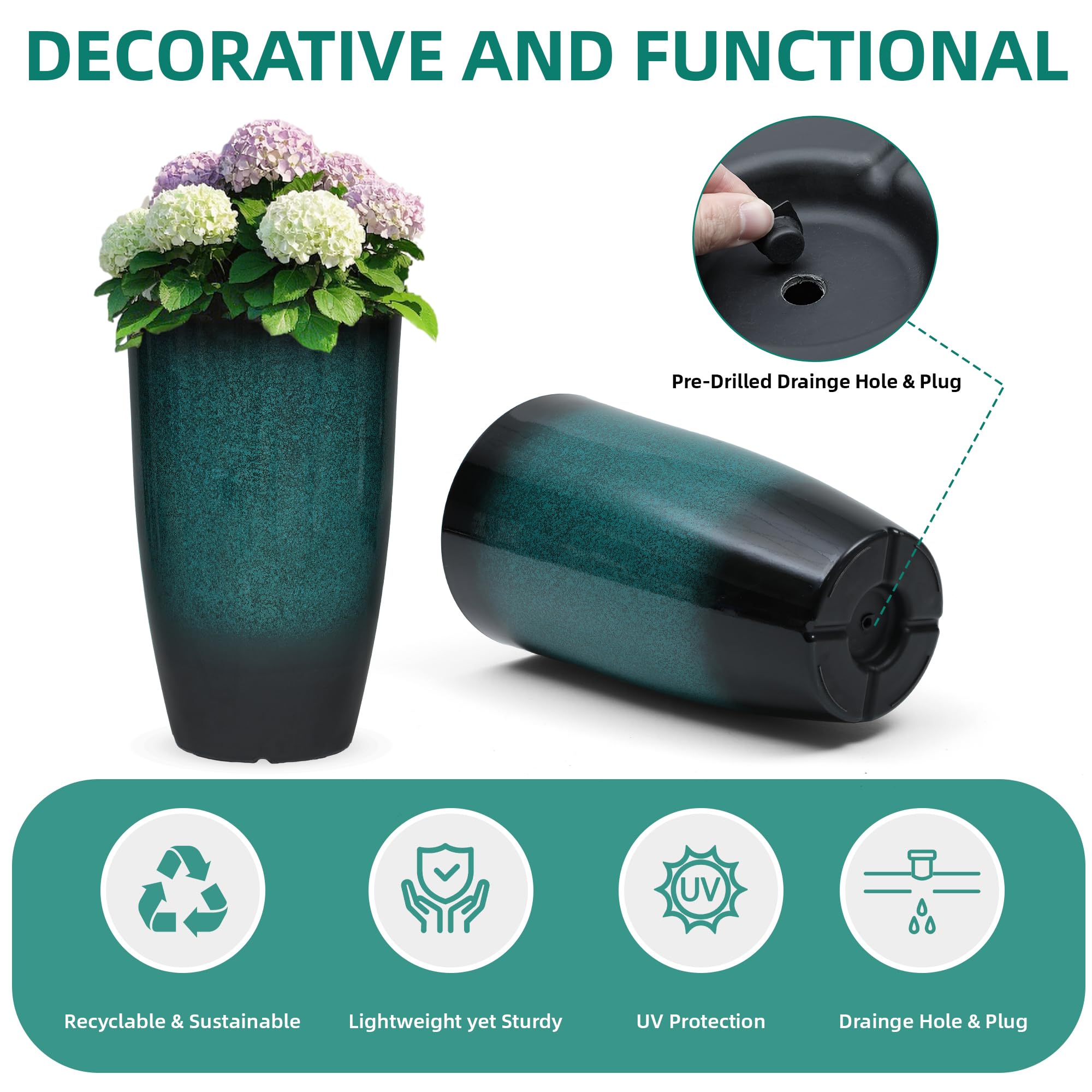 Autodaya large-capacity planters support deep soil for big plants or small trees.