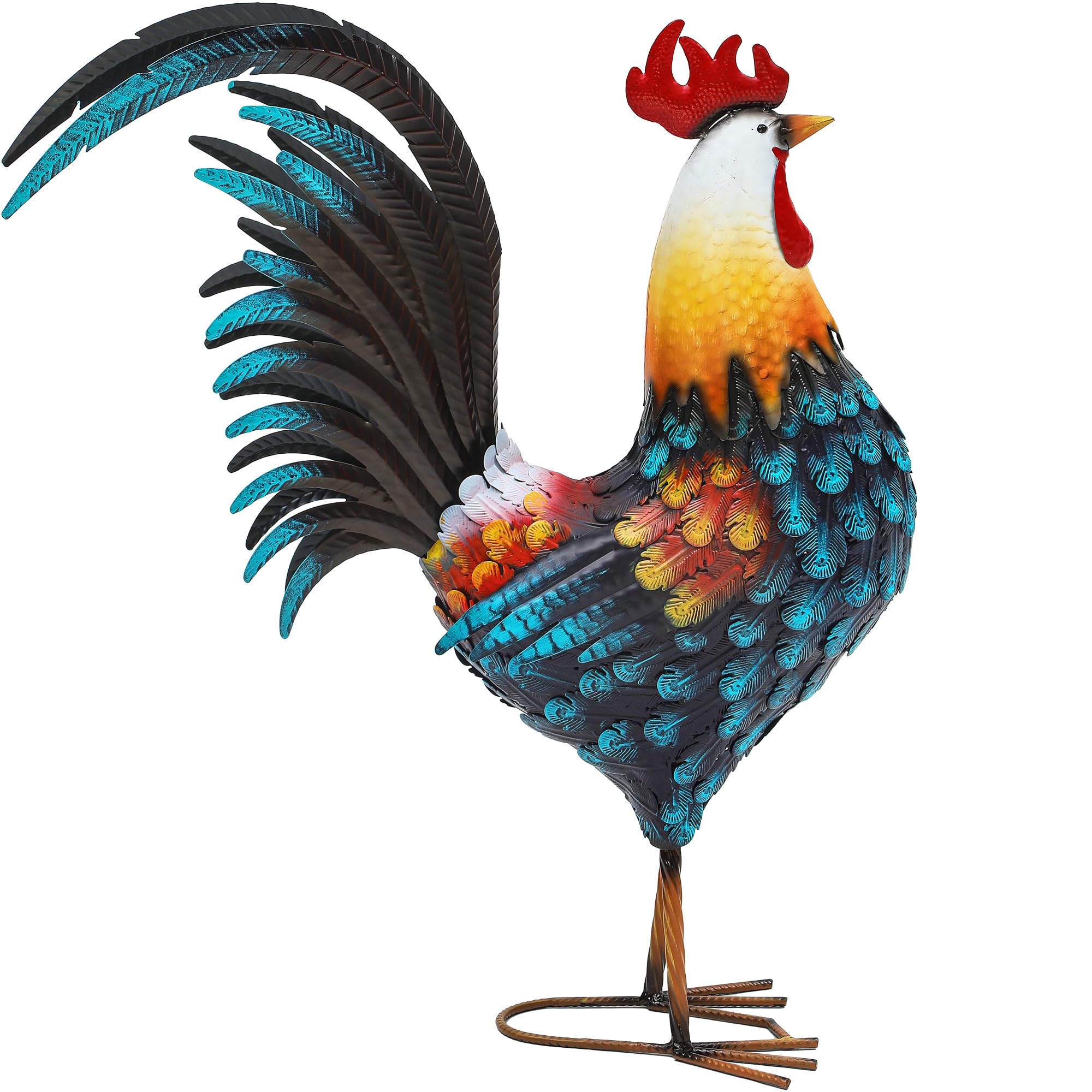 Autodaya metal chicken sculpture yard art adds color and character outdoors.