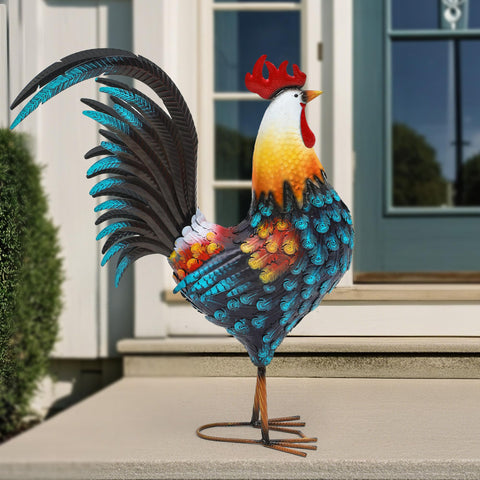 Autodaya outdoor garden statue rooster enhances patio or yard ambiance.