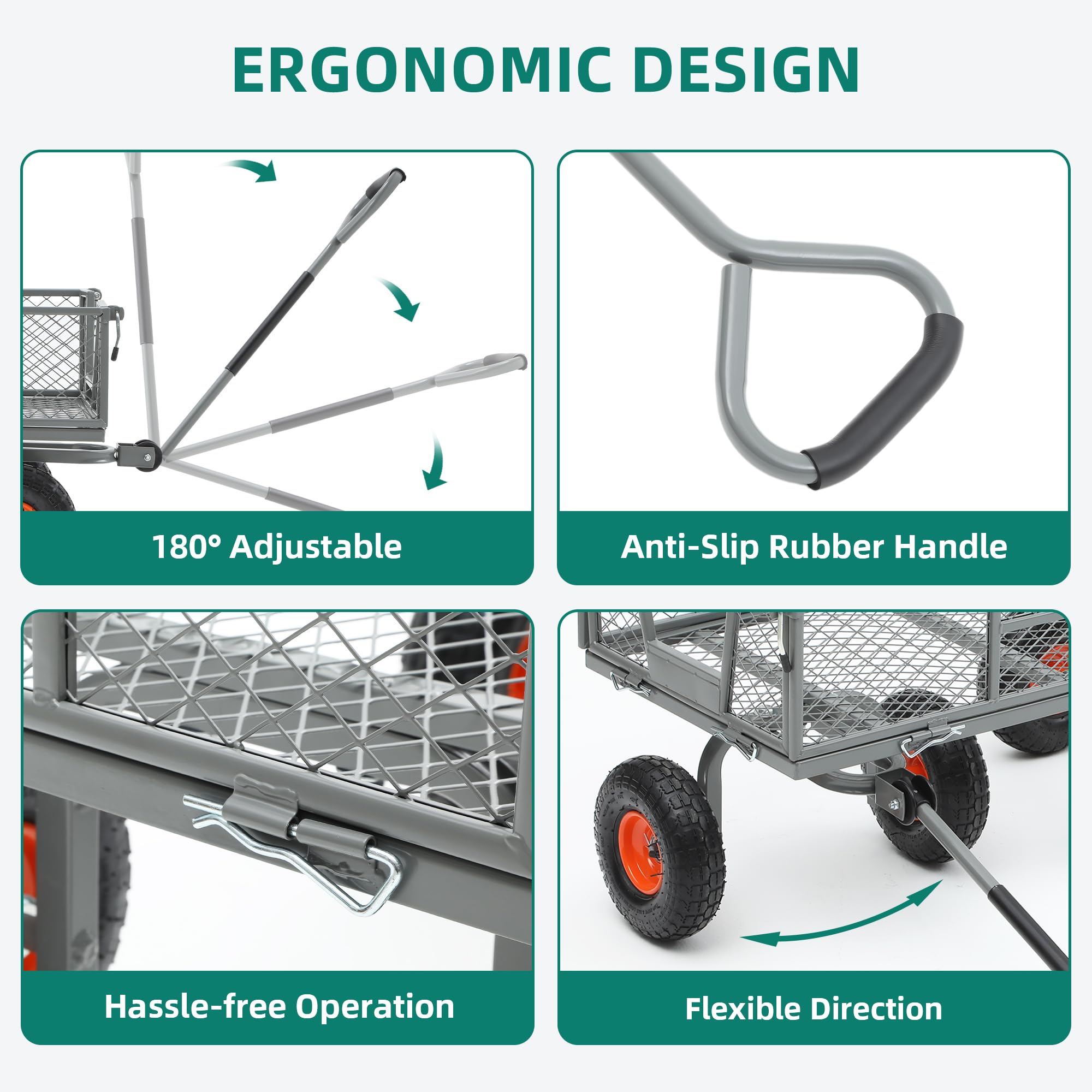 Autodaya steel-frame cart with powder-coated finish for durable outdoor use.