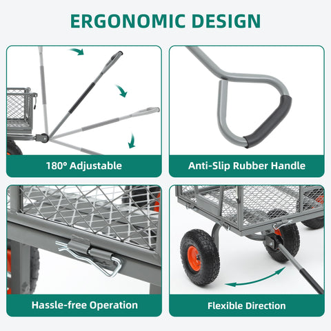Autodaya steel-frame cart with powder-coated finish for durable outdoor use.