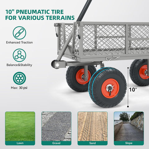 Autodaya 4 cu ft wagon ideal for hauling soil, mulch, and planters.