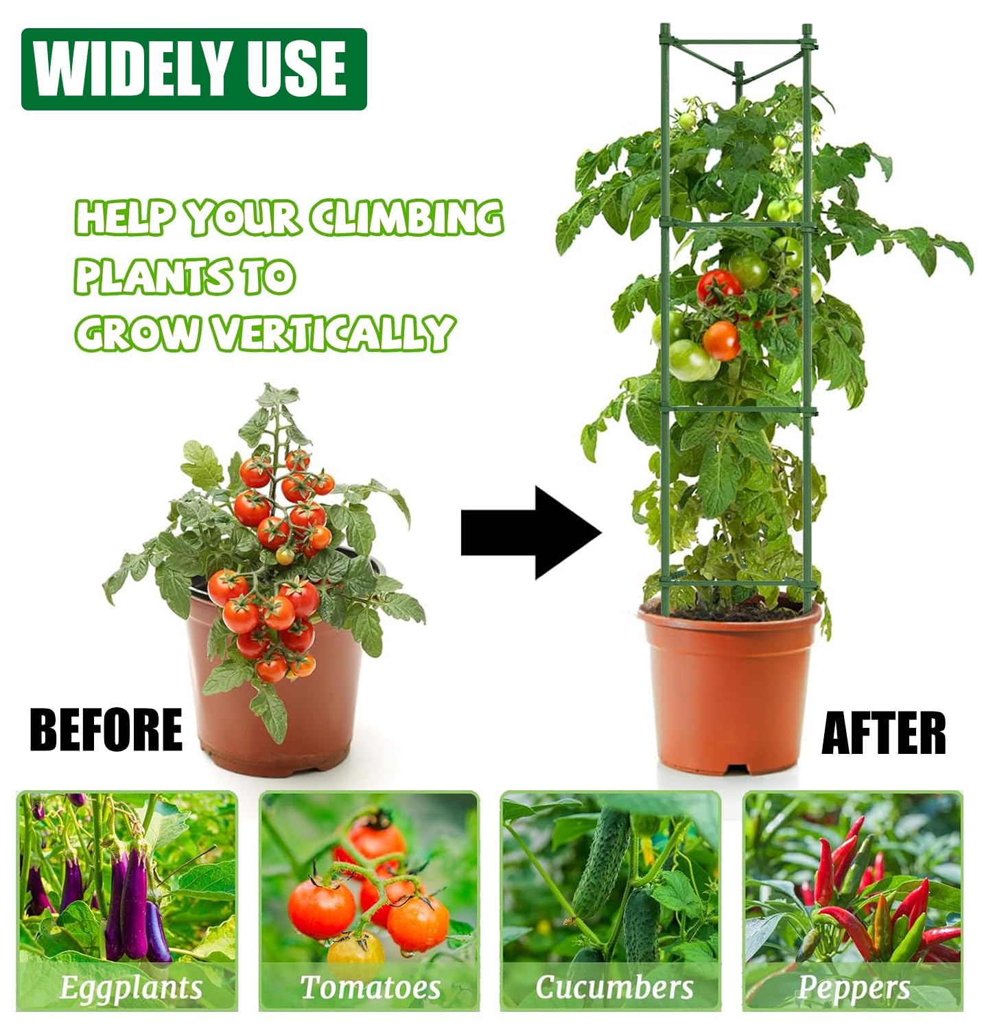 AUTOHAOL versatile garden stakes support ground vegetables and potted plants