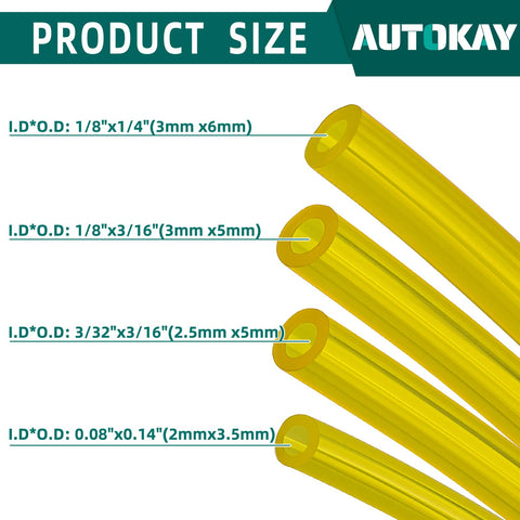 AUTOKAY 3/32 x 3/16 inch hose for weed eaters and mowers.