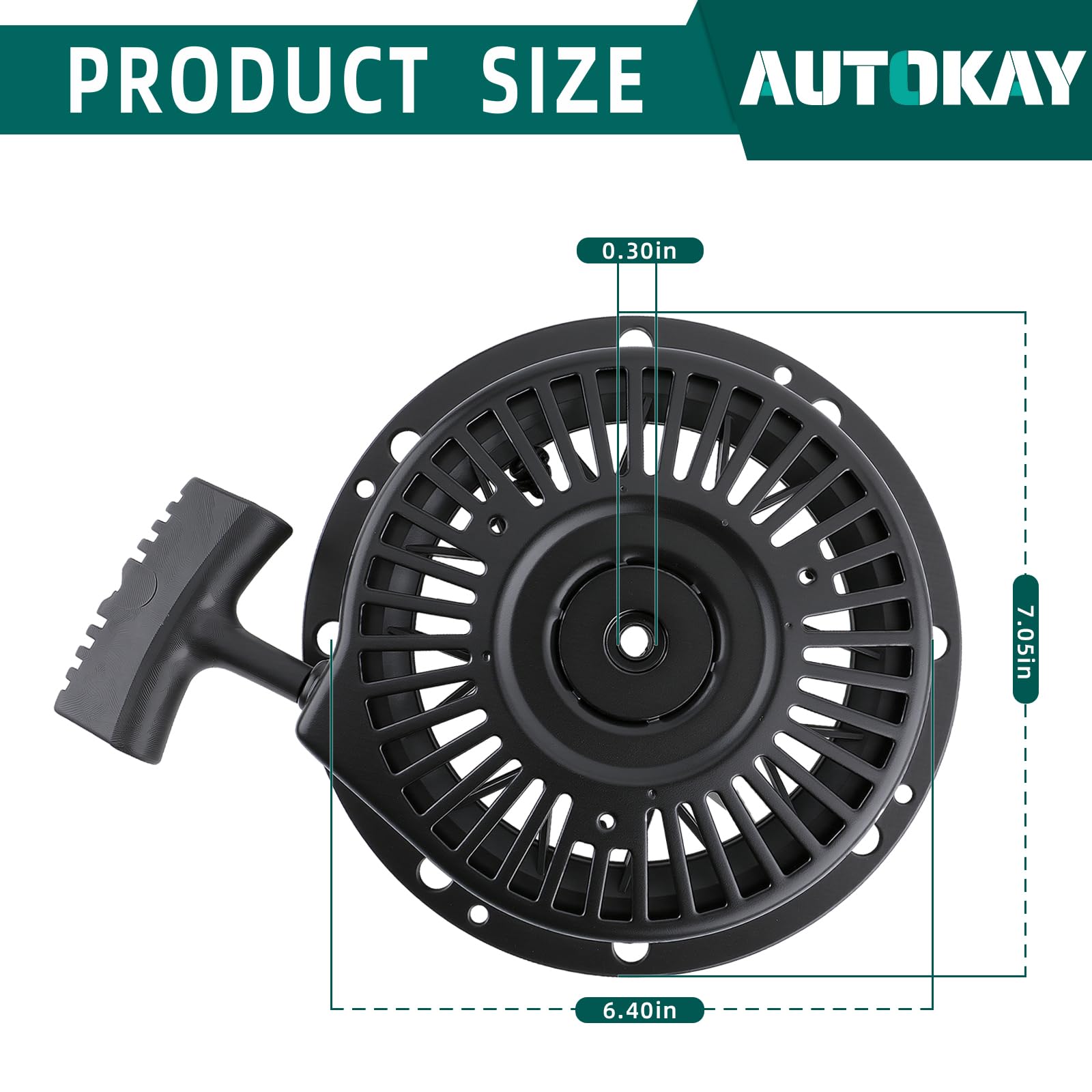 AUTOKAY TECUMSEH engine starter assembly shown for HMSK and LH series.