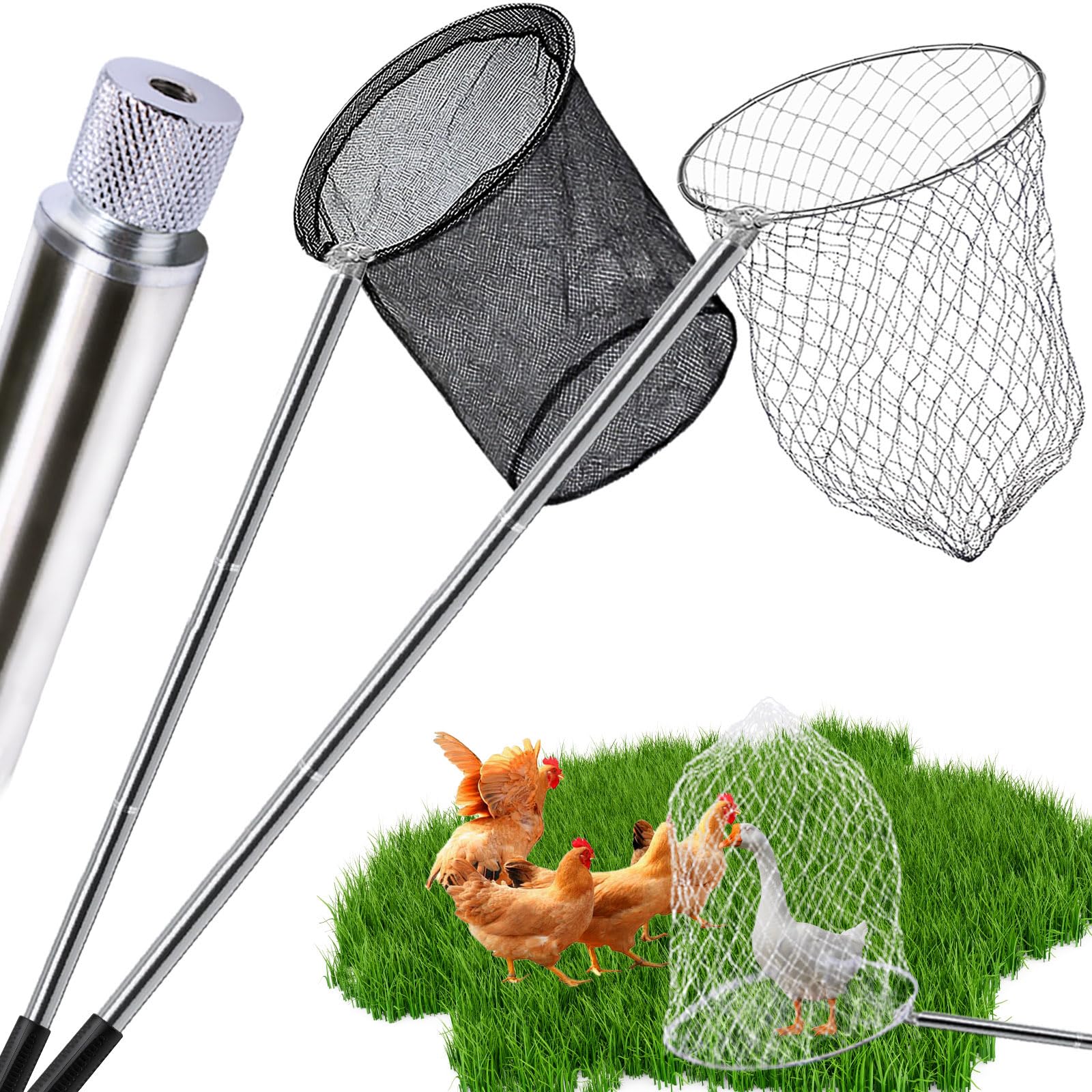 Autokcan chicken-catching-net with white mesh for poultry handling