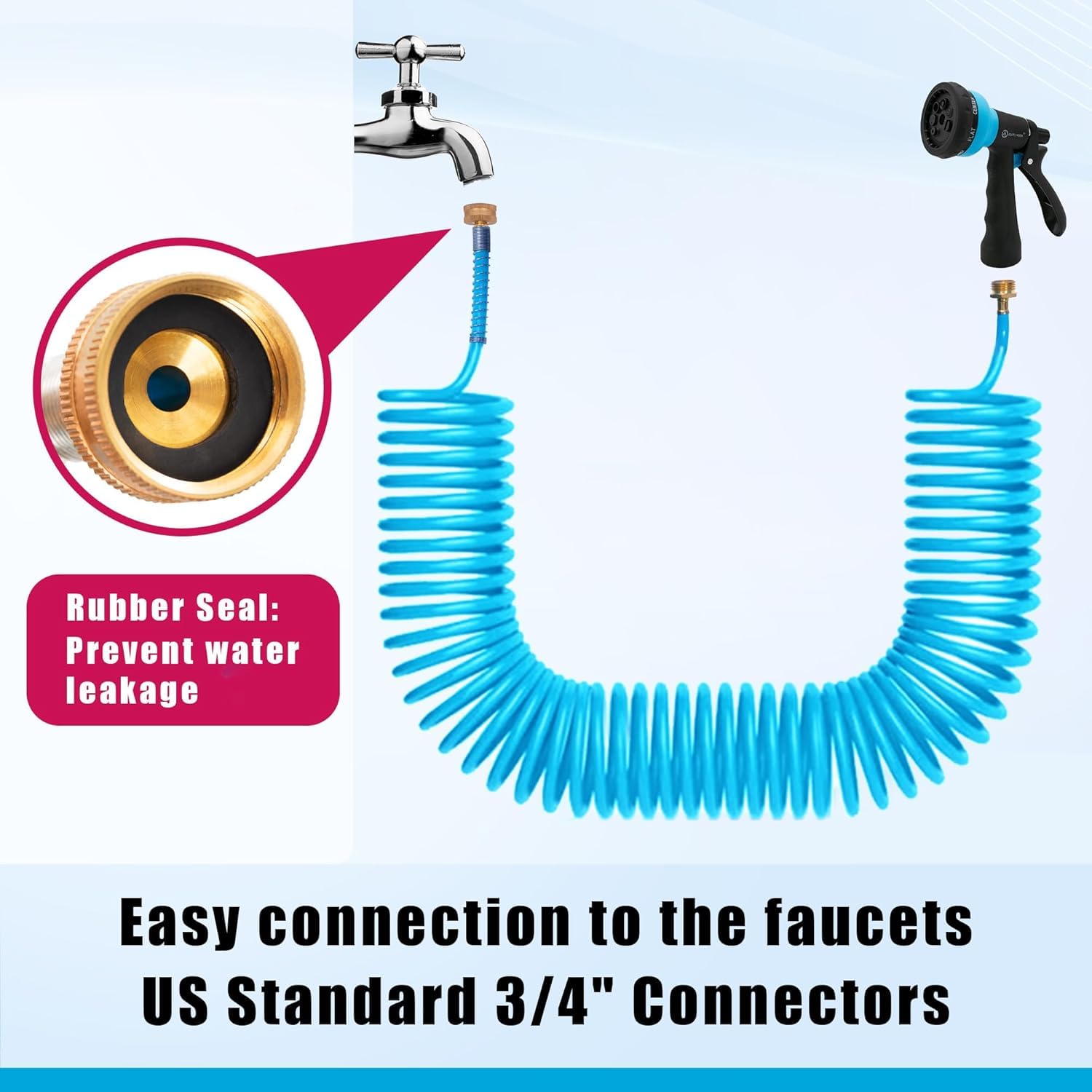 AUTOMAN 7-pattern nozzle spray demonstrates versatile watering and cleaning options.