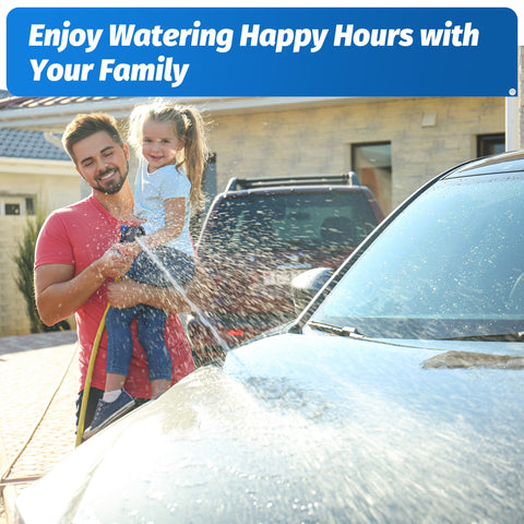 AUTOMAN blue nozzle with lock-on for hands-free watering.