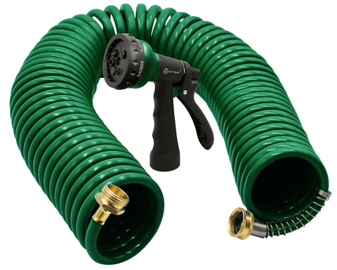AUTOMAN coil garden hose 50ft extended for effortless watering