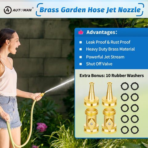 AUTOMAN complete hose nozzle kit includes valves and washers for setup.