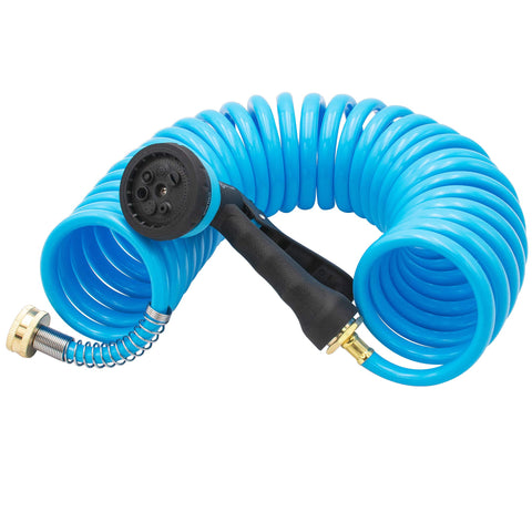 AUTOMAN EVA retractable hose saves space on patios and in sheds.