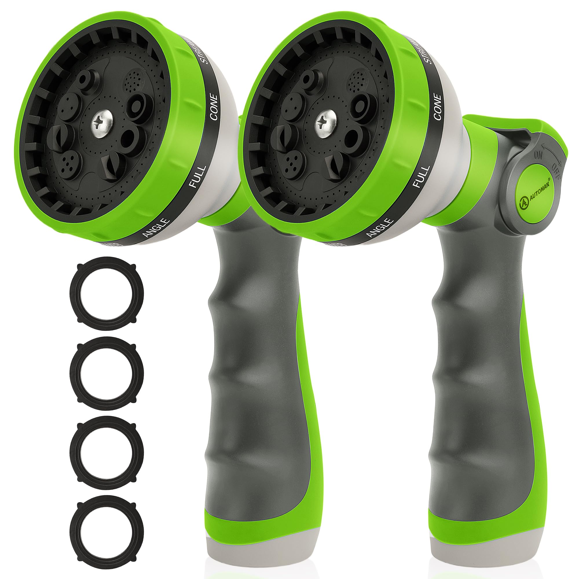 AUTOMAN garden hose nozzle with ergonomic grip for comfortable watering sessions.