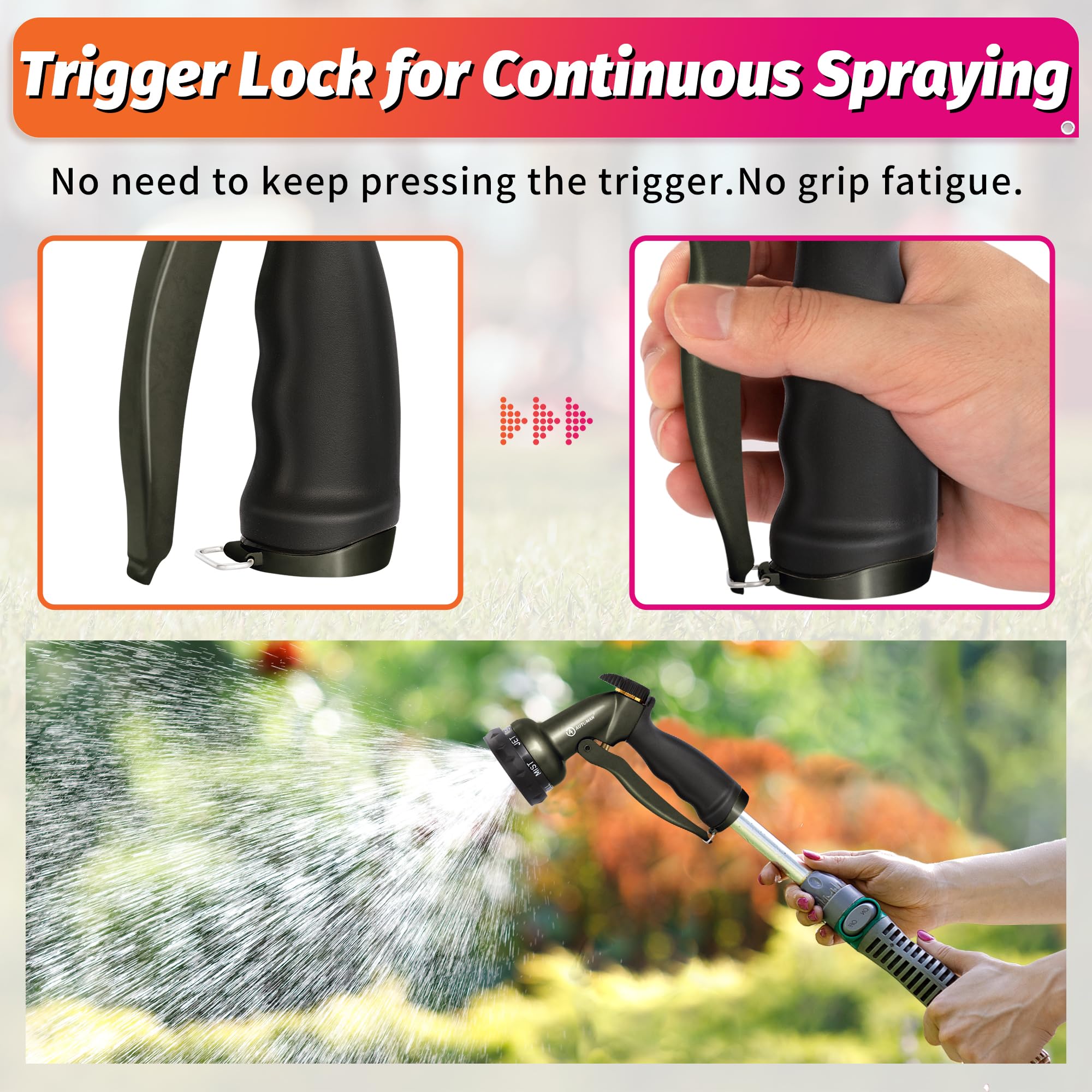 AUTOMAN ergonomic lever enables easy grip and comfortable spraying.