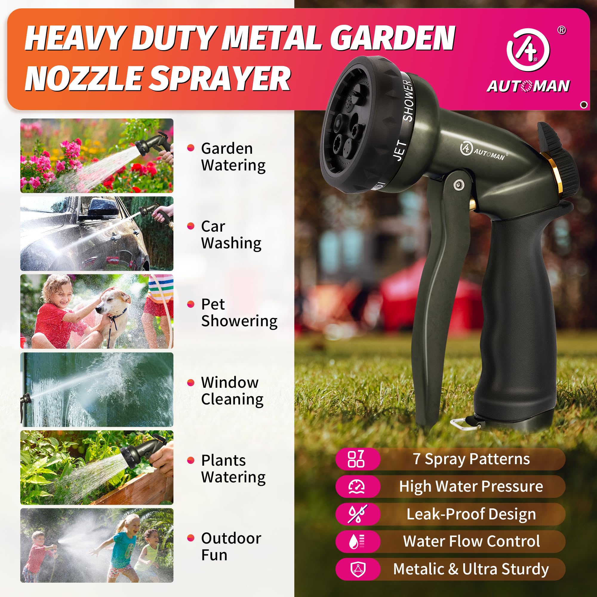 AUTOMAN flow control adjusts pressure for precise watering and cleaning.
