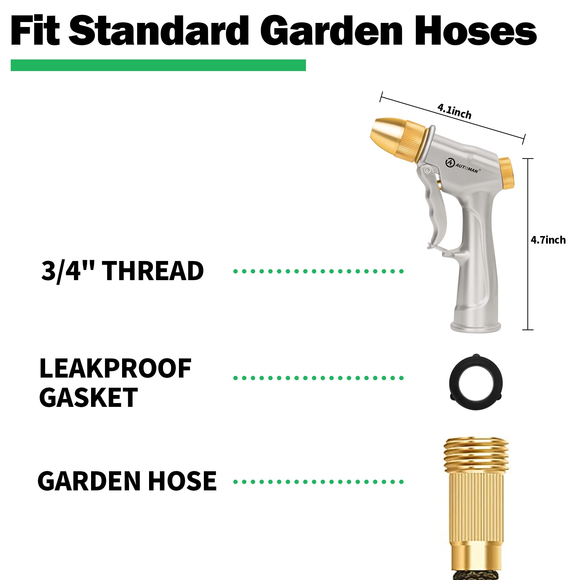 AUTOMAN high-pressure jet setting delivers powerful cleaning for patios and cars.