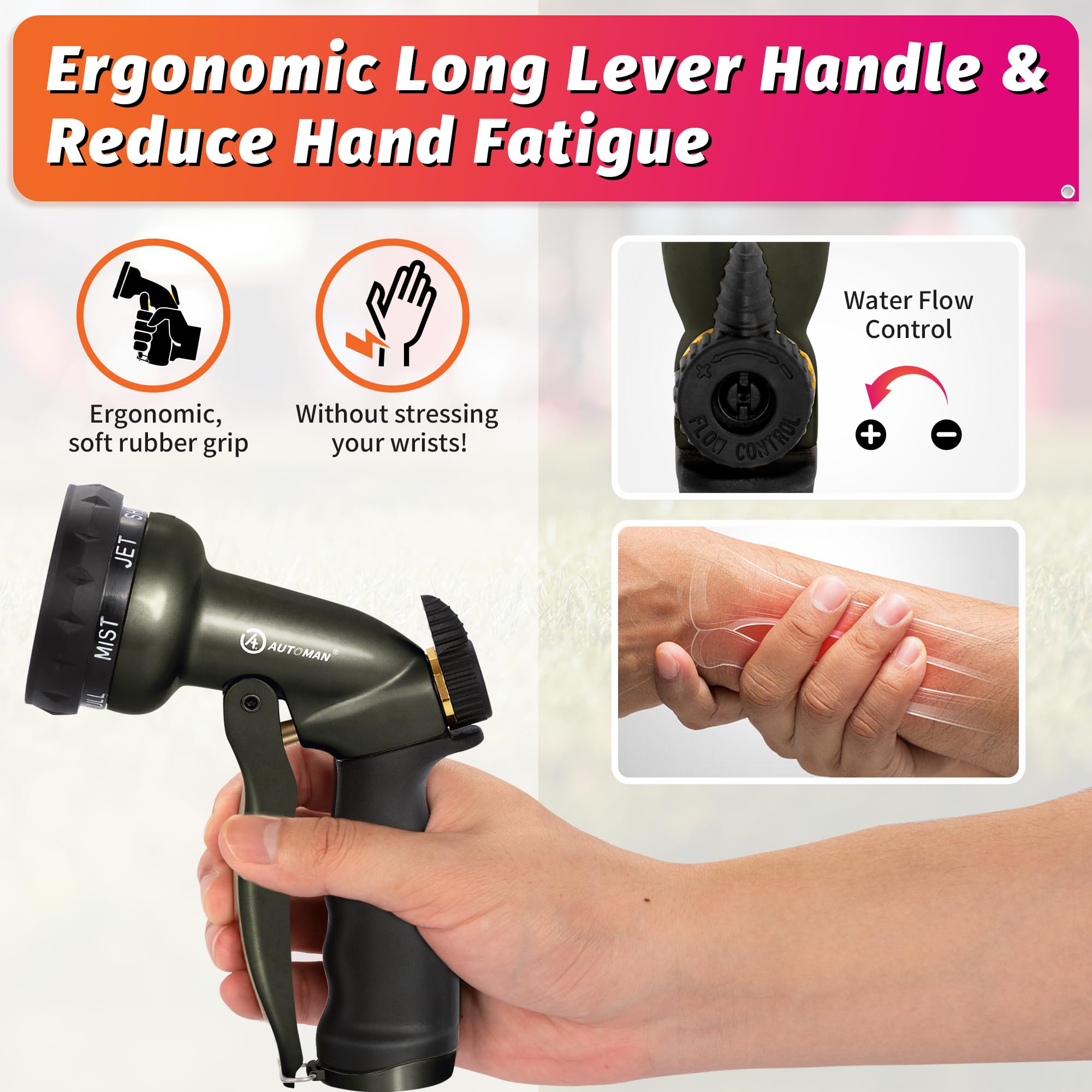 AUTOMAN labor-saving design reduces hand fatigue during long sessions.