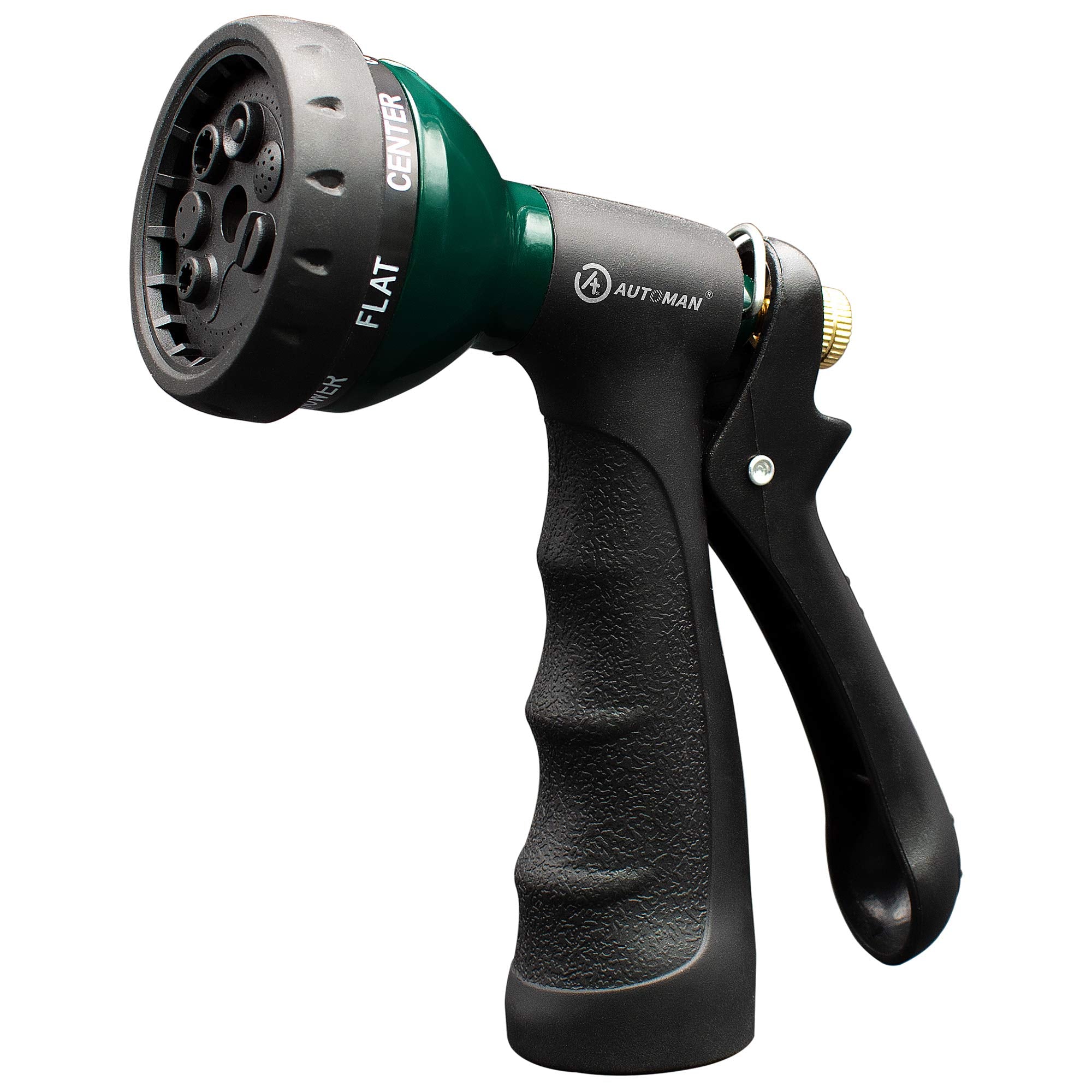 AUTOMAN garden hose nozzle with metal body and rubber coating for durable grip