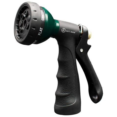 AUTOMAN garden hose nozzle with metal body and rubber coating for durable grip