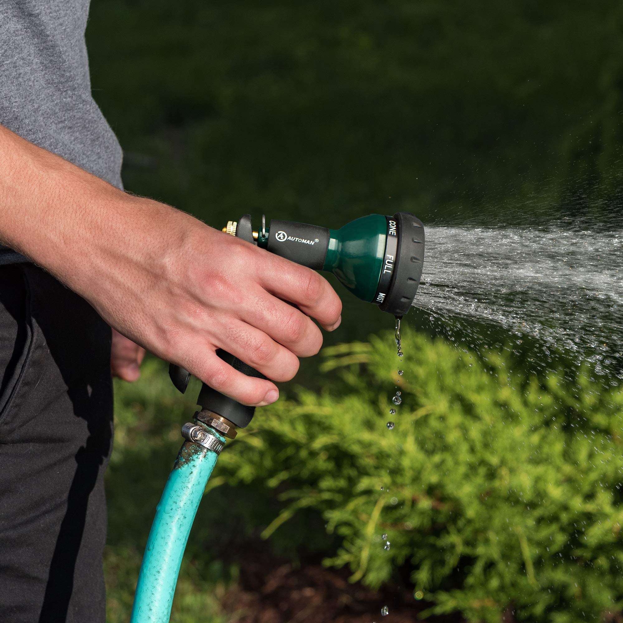 AUTOMAN garden hose nozzle ideal for watering, cleaning, and pet care
