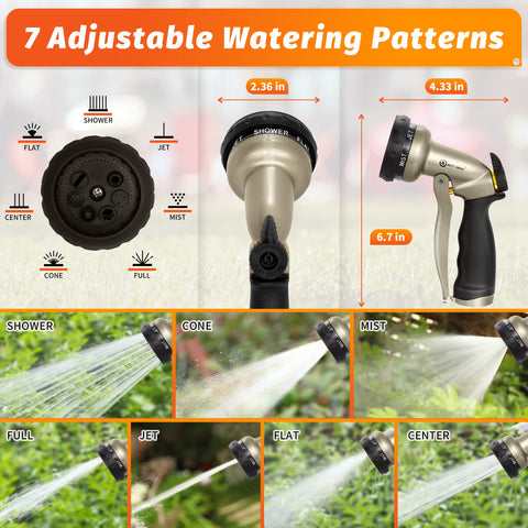 AUTOMAN garden hose nozzle shower pattern for gentle plant watering and petals.