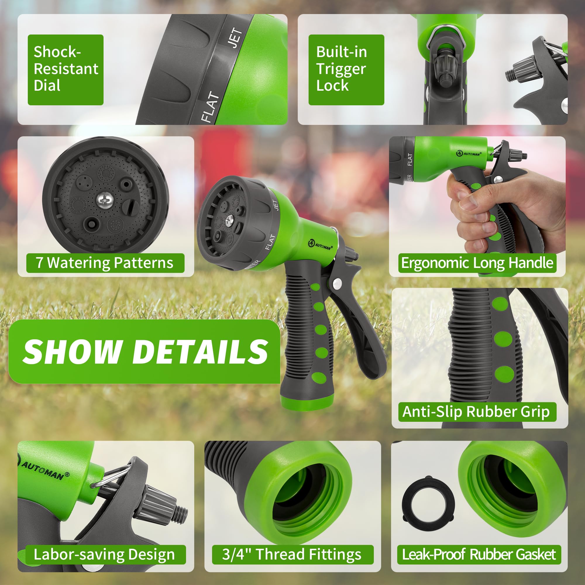 AUTOMAN slip-resistant grip helps control on wet, slippery surfaces.